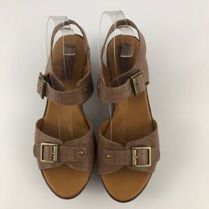 Korks by Kork Ease Anna Mocha Leather Platform Sandals Womens